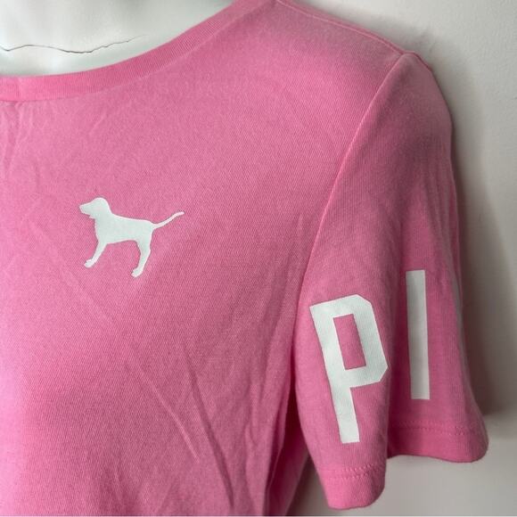 PINK VICTORIA’S SECRET Tie Front Crop T-shirt Womens Size XS Preppy Sporty Cute - Picture 3 of 8
